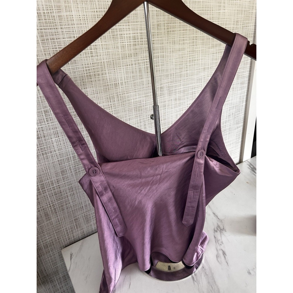 Wildfang The Empower Satin Cami Tank Large W/ Neck Tie Belt Mauve Adj Straps EEE - Picture 6 of 9
